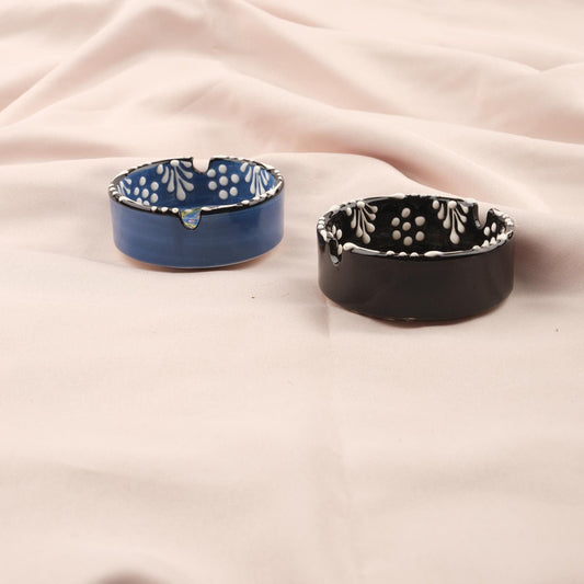Buy1 Get1 | Handmade, Antique Looking Vintage Style Ashtray in Unique Blue & Black in Unique Mandala Effect