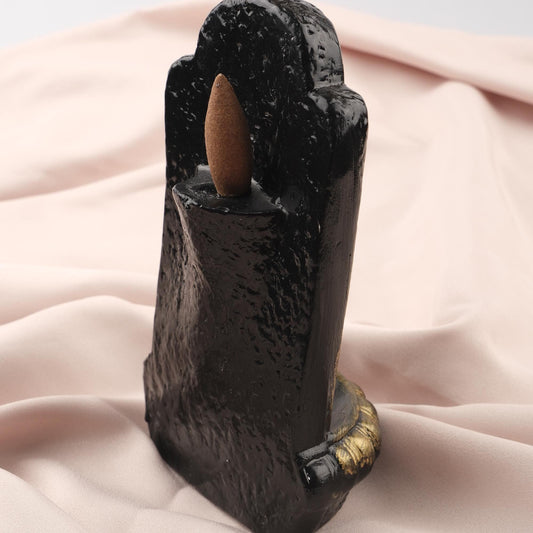 Gold Lion Incense Backflow Burner, Free Cone Included | Unique Ash Catcher, Waterfall Incense with Lion Figure, Smoke Aromatherapy Cone