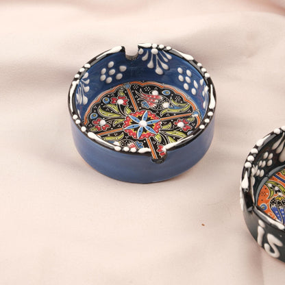 Buy1 Get1 | Handmade, Antique Looking Vintage Style Ashtray in Black & Blue with Istanbul Handwriting
