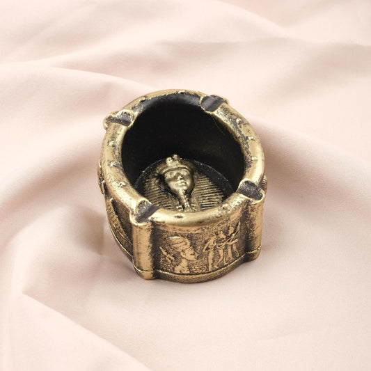 Gold Ashtray in Egyptian Style, Mini Cigarette Lid for Smokers, Unique Smoking Accessories | Gift for Husband, Pharoah Ash Tray