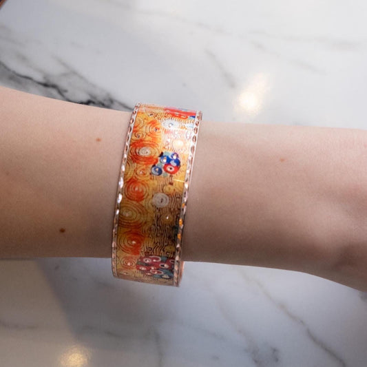 Gustav Klimt "The Kiss" Bracelet in Pure Copper, Inspired by Artistic Handmade Adjustable Cuff | Antique Looking Vintage Style Gift for Her