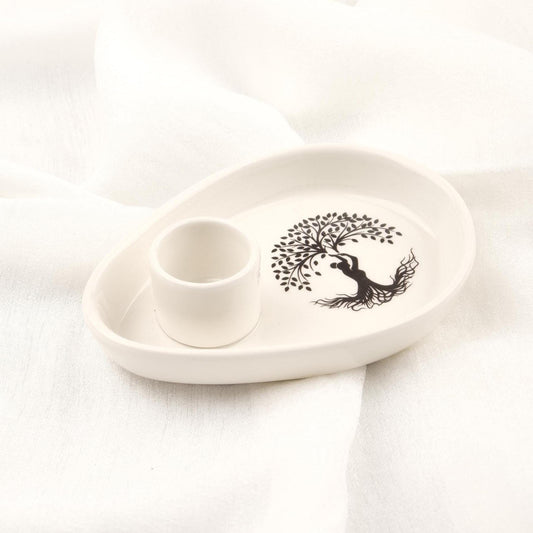 White Roots And Branches Palo Santo Holder, Ash Catcher For Smudge, Incense Or Cleansing | Ceramic | 14x10x4cm , Meditation Ash Lid