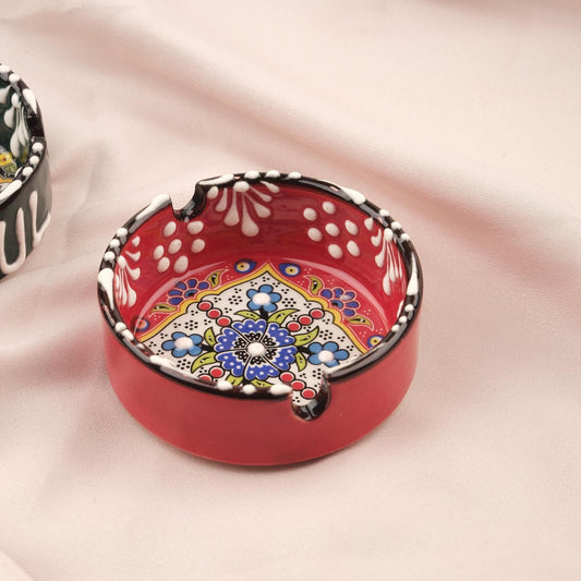 Buy1 Get1 | Handmade, Antique Looking Vintage Style Ashtray in Black & Dark Red
