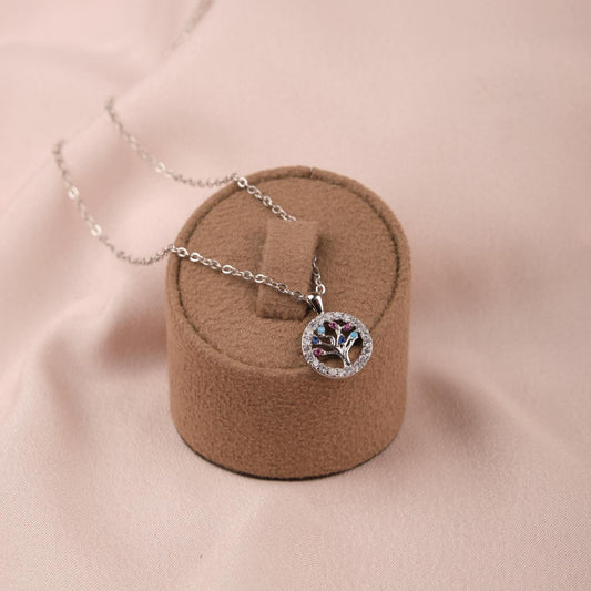 Tree Of Life Pendant Necklace In Silver, Minimal Brass Jewelry, Spiritual Spring And Summer Gift For Women, Gentle Care