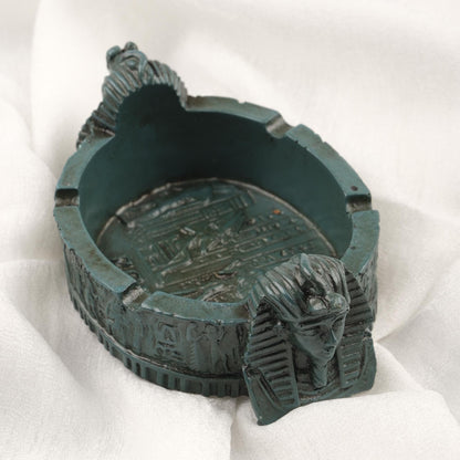 Pharaoh Ashtray | Dark Green , Mythic Ancient Smoke Accessory  Funky Vintage Ashtray Gift – 10x15cm Handmade Handmade HEAVY ITEM 1LBS