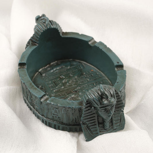 Pharaoh Ashtray | Dark Green , Mythic Ancient Smoke Accessory  Funky Vintage Ashtray Gift – 10x15cm Handmade Handmade HEAVY ITEM 1LBS