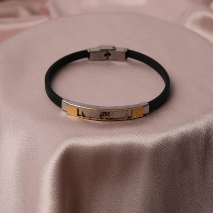 Gold Finish Tree Design Bracelet for Men, Stainless Steel | Strong Wristwear | Masculine and Sleek Jewelry Gift for Everyday or Formal Looks