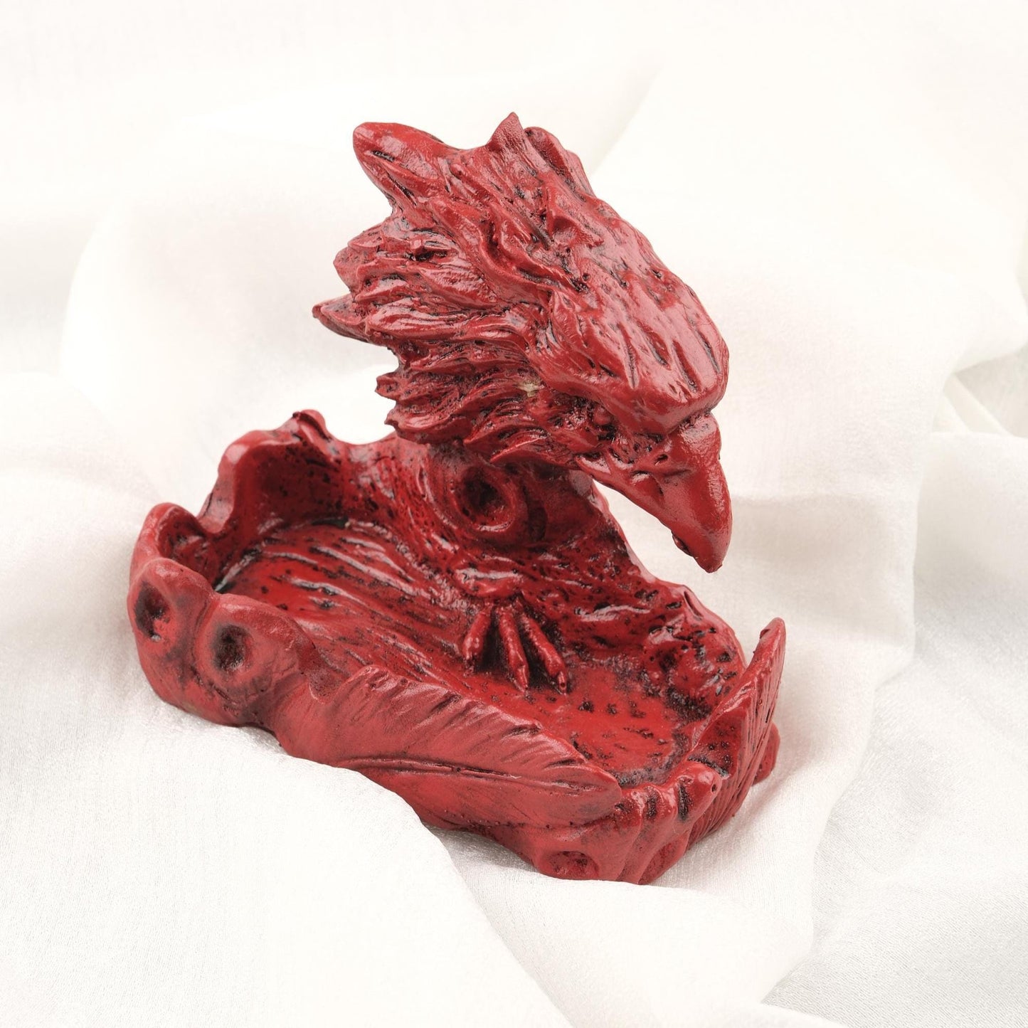 Red Eagle Ashtray, Handmade Authentic Smoking Accessories, Cool Gift for Smokers, Unique Cigarette Lid, Art Deco Housewarming Husband Gift