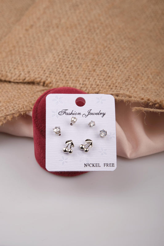 Minimal Cherry And Diamond Earrings For Women, Modern And Playful Hypoallergenic Hoops, Made In Brass For Everyday Charm