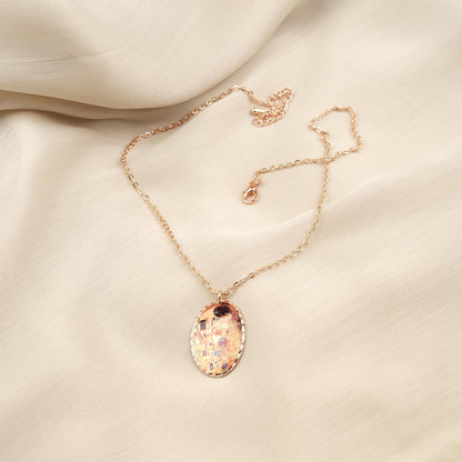 Gustav Klimt "The Kiss" Necklace in Pure Copper, Artistic Pendant & Adjustable Chain | Handmade Antique Looking Vintage Style Gift