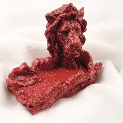 Handmade Red Lion Ashtray  Cool Funky Mythic Outdoor Ashtray Gift – Cigarette Lid for Smokers, Authentic Animal Decor Accessories WEIGHS 1LB