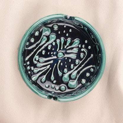 BUY 1 GET 1 Authentic Ashtray Set of 2 – Blue & Gray Ceramic Boho Decor, Turkish Anatolian Style Gift, Moroccan Gift Ashtray