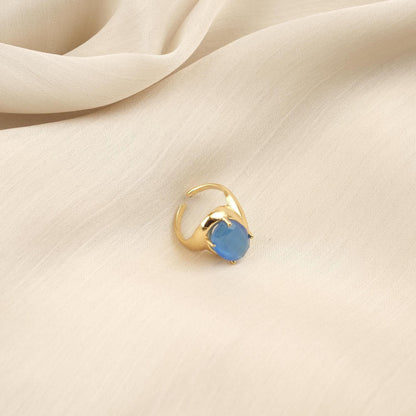 Protect the Aura | Handmade Blue Cat's Eye Ring, Antique Looking And Vintage Style Adjustable Ring, Gemstone Artistic Diamond Ring Gift June