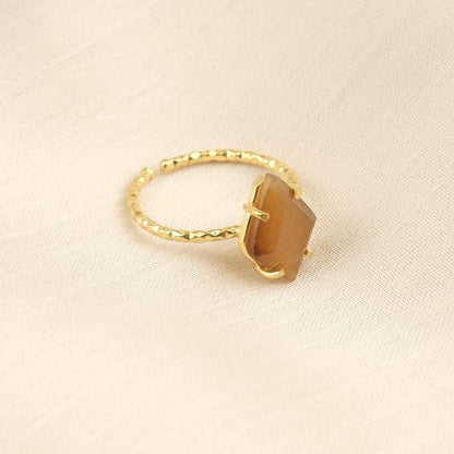Handmade Diamond Ring, Drop Style Antique Looking And Vintage Style Gold Plated Adjustable , Green Gemstone Elegant Artisan Crafted Ring