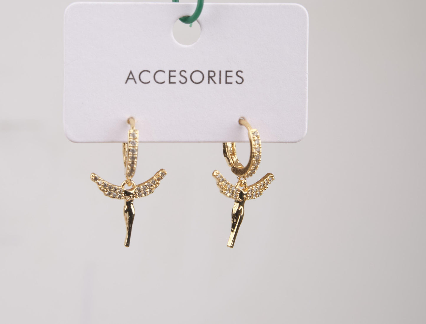 Gold Fairy Angel Hoop Earrings, Radiant And Spiritual Jewelry For Women, Gentle Minimal Charm Made In Brass