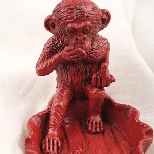 Red Small Middle Finger Monkey Ashtray with Spider Detail  Cool Funky Gift for Smokers, Ashtray Lid – 15x9cm Handmade HEAVY ITEM 1LBS