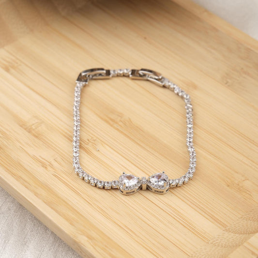 Italian Lock Exotic Silver Tennis Bracelet for Women with Flower