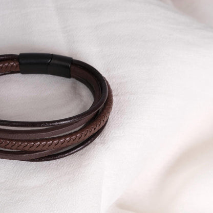 Brown Leather Bracelet for Men, 22cm Bold Style, Genuine Leather, Durable Everyday Wear, Minimalist Masculine Design