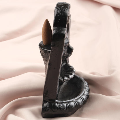 Gray Lion Backflow Incense Holder, Smoke Fountain for Incense Cones, Smoke Waterfall Ash Catcher, Unique Meditation Accessories | Zen Garden