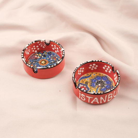 Buy1 Get1 | Handmade, Antique Looking Vintage Style Ashtray in Unique Red Match