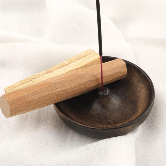 Classic Wooden Incense Holder | Handcrafted Stick Burner For Meditation, Aromatherapy Or Yoga | 10x10x3cm Palo Santo and Sandal Tray