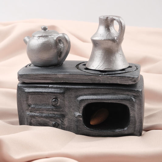 Exotic Teapot Set Incense Cone Holder, Kitchen Decor Incense Burner for Unique gift Idea for Art Lovers, Authentic Spiritual Home Decor
