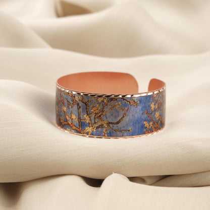 Vincent Van Gogh "Almond Blossoms" Bracelet in Pure Copper, Artistic Adjustable Art Bangle | Antique Looking Vintage Style Inspired Gift