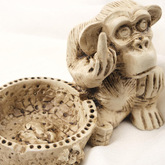 White & Creme Oval Monkey Ashtray, Spider Detail  Funky Mythic Gift Idea, Cool Ashtray Lid – 15x9cm Funny Handmade HEAVY ITEM 1LBS