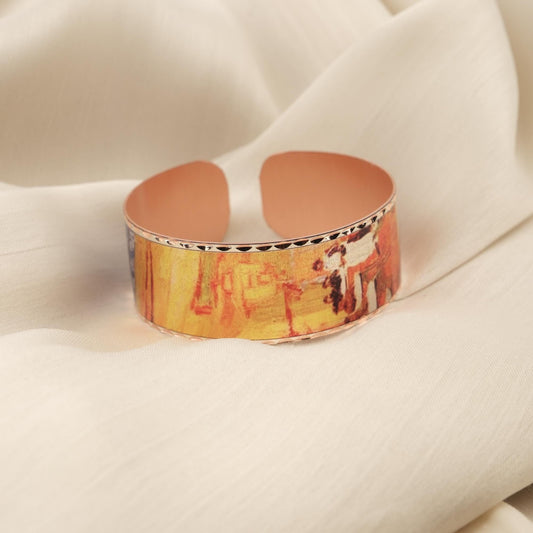 Vincent Van Gogh "Café Terrace at Night" Bracelet in Pure Copper, Handmade, Artistic Adjustable Cuff | Antique Looking Vintage Style Jewelry
