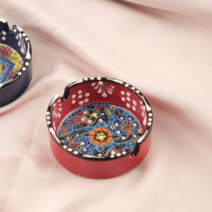 Buy1 Get1 Antique Ashtray in Red and Navy Blue, Authentic & Vintage Smoking Accessories, Art Deco Ash Tray, Cigarette Lid Gift for Smokers