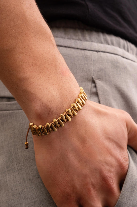 Men's Bronze Bracelet with Red Cord, Adjustable Fit, Bold Hammered Design by Ancient Mythology Inspired Patterns, Perfect Gift for Him