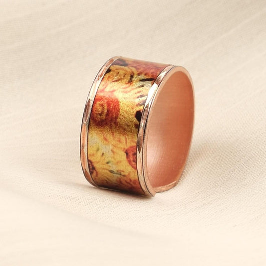 Vincent van Gogh “Vase with Fifteen Sunflowers” Ring in Pure Copper, Adjustable Artistic Design, Handmade Antique Looking Vintage Style Gift