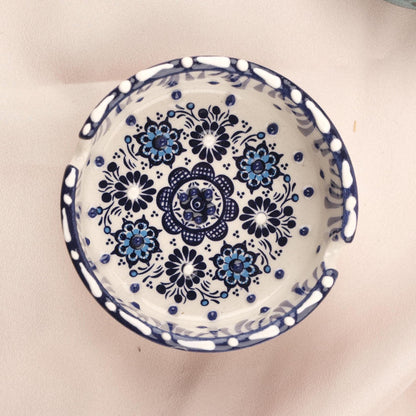 BUY 1 GET 1 Autumn Horizon – Gray & Blue Mandala Ashtray Set of 2, Handmade Anatolian Ceramic, Rustic Boho Decor