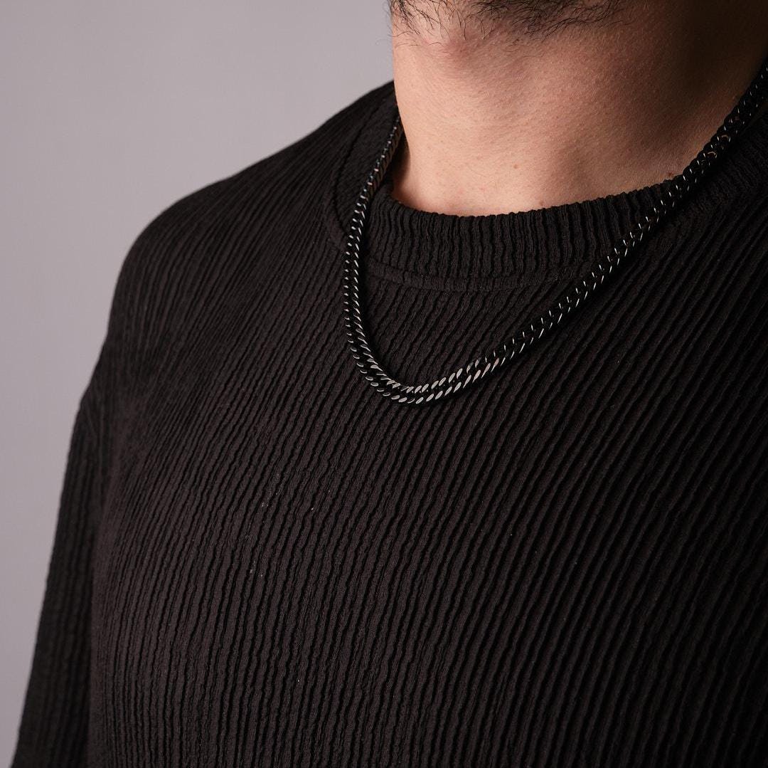 Men's Casual Chain Necklace Choker & 55 cm, Stainless Steel, Durable Chain Design, Perfect for Daily Wear or Night Out, Unique Gift for Him