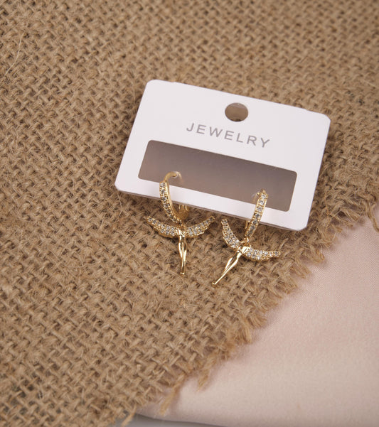 Gold Fairy Angel Hoop Earrings, Radiant And Spiritual Jewelry For Women, Gentle Minimal Charm Made In Brass