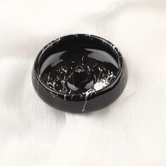 Small Black And White Marble Ceramic Palo Santo Holder  Authentic Ash Catcher Plate For Rituals And Cleansing  13x13x2cm Meditation Ash Lid