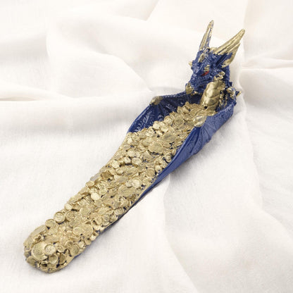Money Flow Dragon Incense Stick Holder | Golden Mythic Manifestation Aromatherapy  Feng Shui  Tray | Authentic Meditation Decor 25x6x7cm