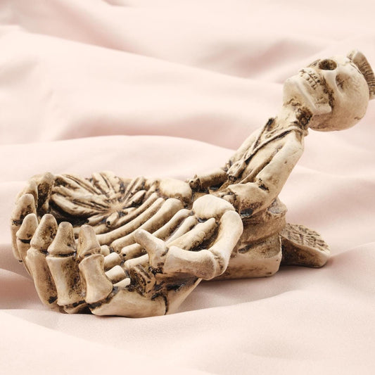 Skull & Marijuana Leaf Ashtray in White, Gothic and Hippie Gift for Smokers | Vintage Cigarette Lid | Skeleton | Unique Smoking Accessories