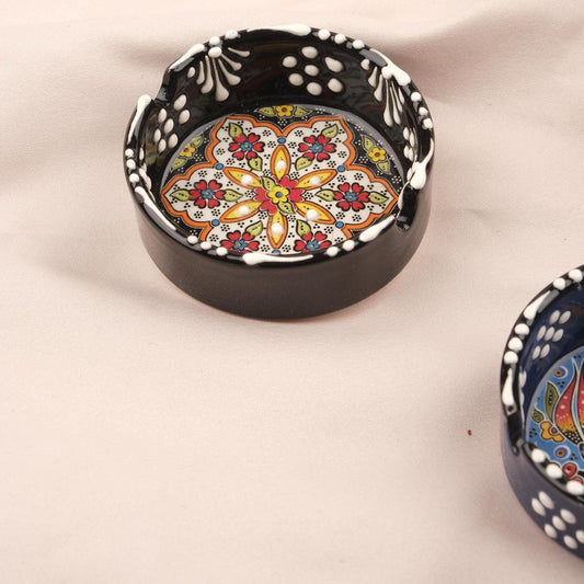 Buy1 Get1 | Handmade, Antique Looking Vintage Style Ashtray in Light Dark Blue & Black