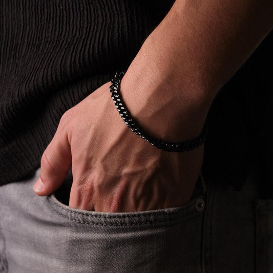 Men's Black Chain Bracelet in Stainless Steel & 22 cm, Classic Jewelry, Modern Stainless Steel Jewelry |  Perfect Gift for Boyfriend or Dad