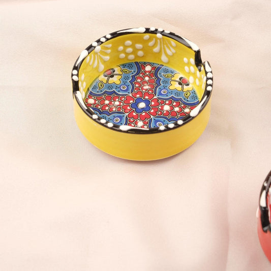 Buy1 Get1 | Handmade, Antique Looking Vintage Style Ashtray in Vibrant Red and Yellow