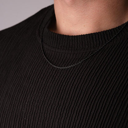 Men's Black Minimalist Necklace & 53 cm, Chunky Stainless Steel Chain | Masculine and Stylish Jewelry | Gift for Boyfriend or Dad