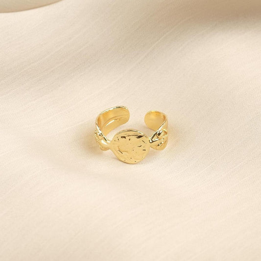 Feel the Mid Century | Vintage Style Roman Artistic Ring, Gold Plated Round & Accent, Elegant Statement Minimalist Band Gift for Collectors
