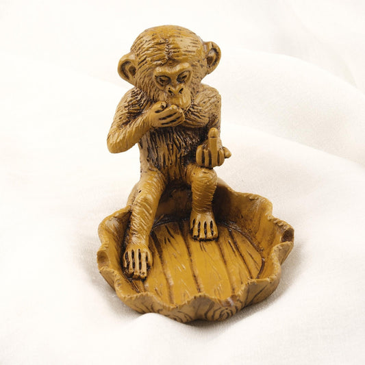 Light Green Small Middle Finger Monkey Ashtray  Funky Vintage Smoking Accessories Gift Idea – 13x10cm Handmade HEAVY ITEM 1LBS