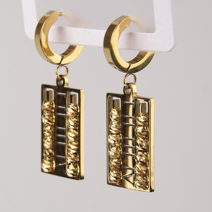 Gold Roman Number Multifunctional Earrings, Bold Hellenic Jewelry For Women, Everyday Hypoallergenic Style In Brass