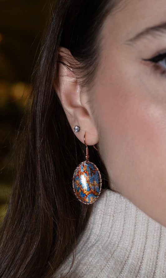 Vincent van Gogh “Almond Blossoms” Dangle Earrings in Pure Copper, Artistic Design | Handmade Vintage Style, Antique Looking Gift