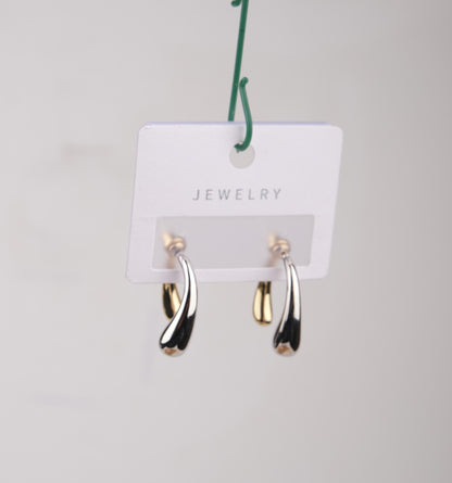 Gold And Silver Abstract Lava Earrings, Drip-Shaped Modern Hoops, Fluid Art-Inspired Design For Bold Women In Brass