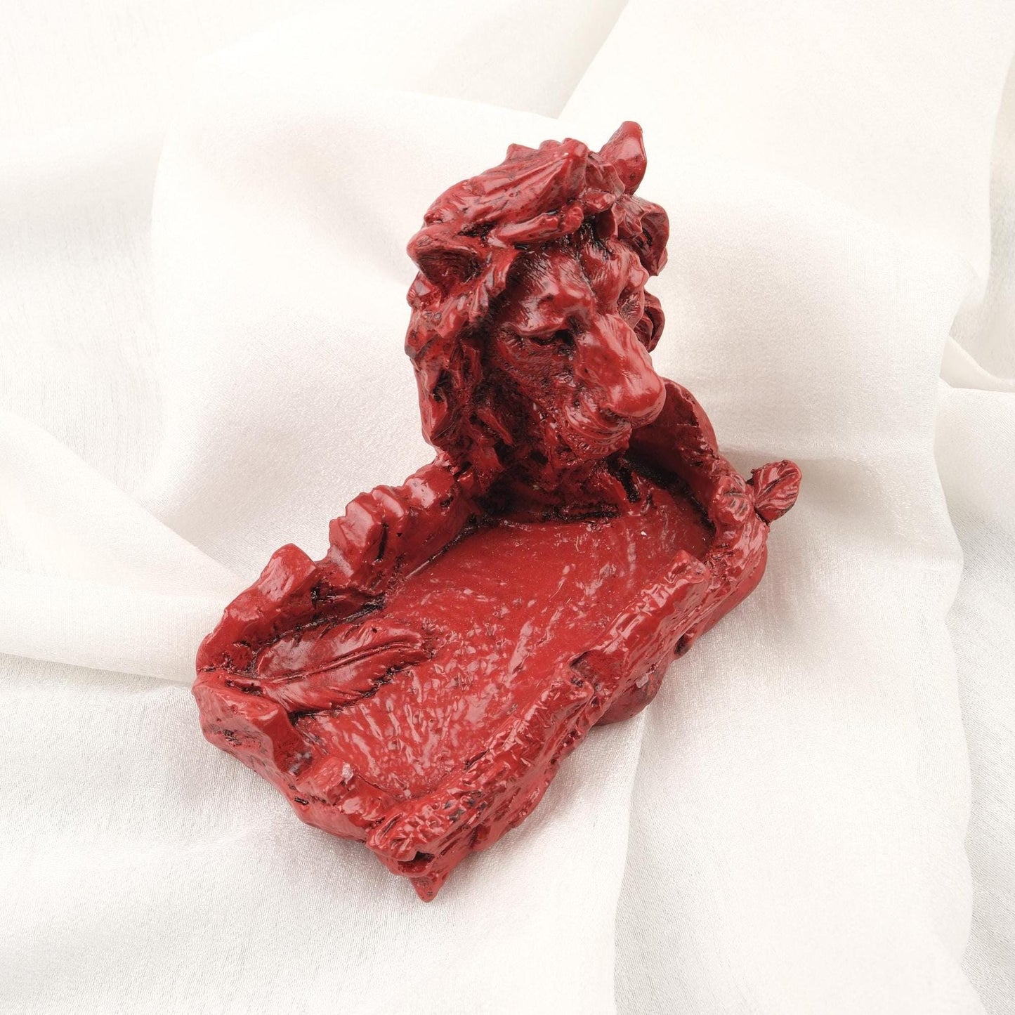 Handmade Red Lion Ashtray  Cool Funky Mythic Outdoor Ashtray Gift – Cigarette Lid for Smokers, Authentic Animal Decor Accessories WEIGHS 1LB