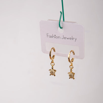 Gold Turtle Hoop Earrings, Minimalist Summer Charm In Brass, Gentle Care Jewelry That Brings Ocean Energy, Gift For Women