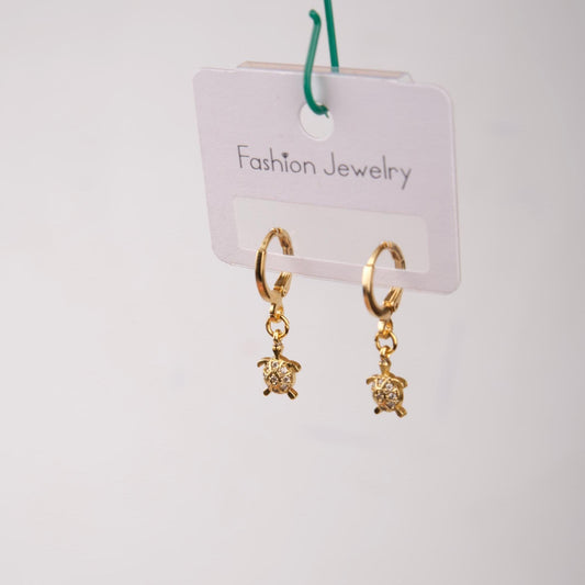 Gold Turtle Hoop Earrings, Minimalist Summer Charm In Brass, Gentle Care Jewelry That Brings Ocean Energy, Gift For Women